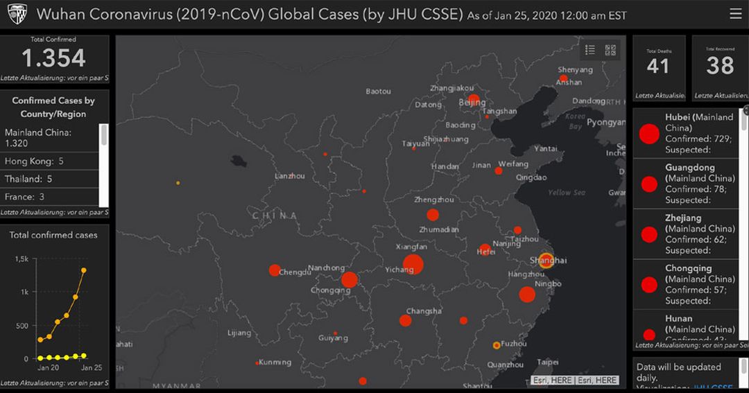 Wuhan-Coronavirus - Verbreitung, Infektionen, Tote, Daten laufend aktualisiert