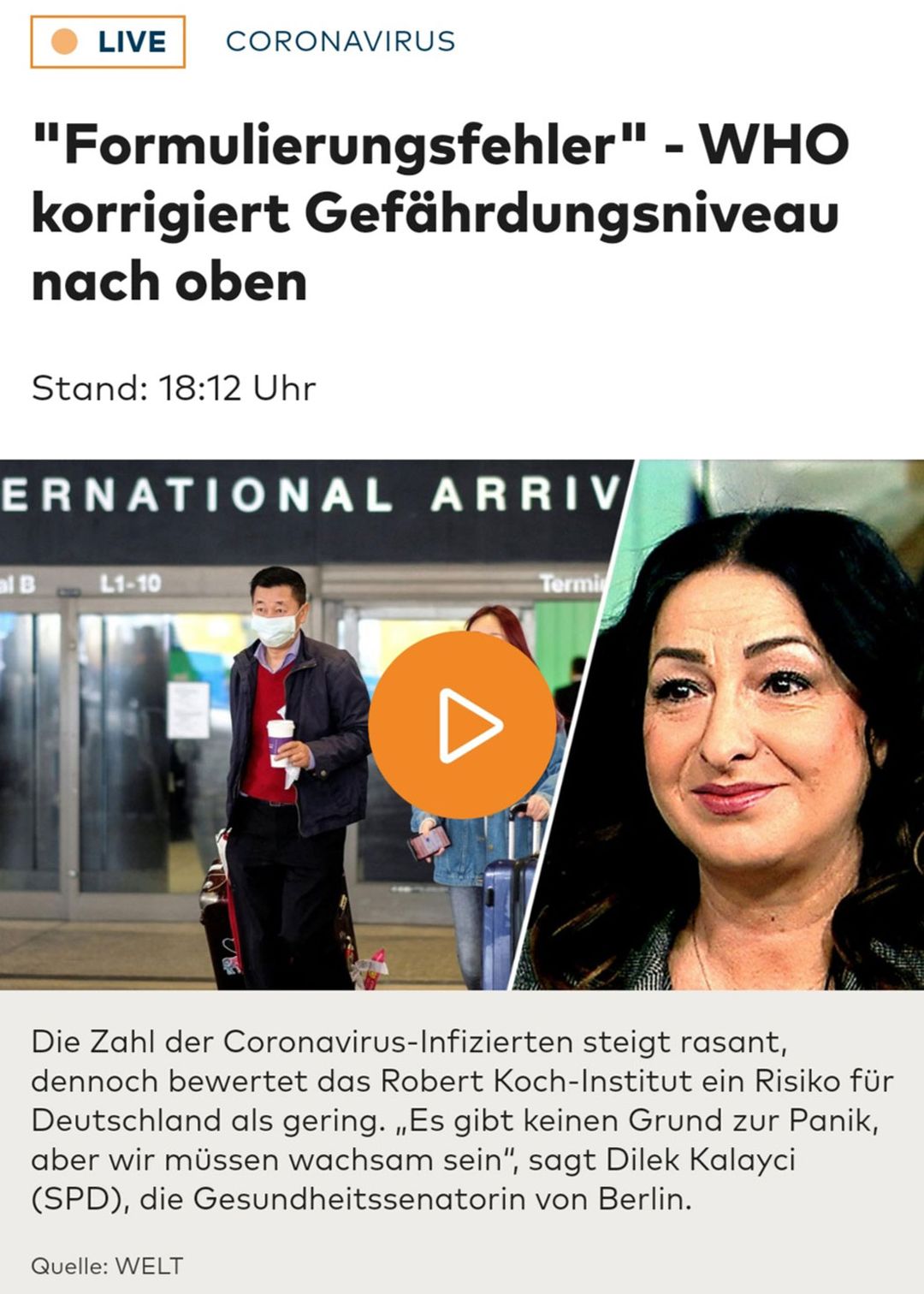 »Formulierungsfehler« - WHO korrigiert Gefährdungsniveau nach oben