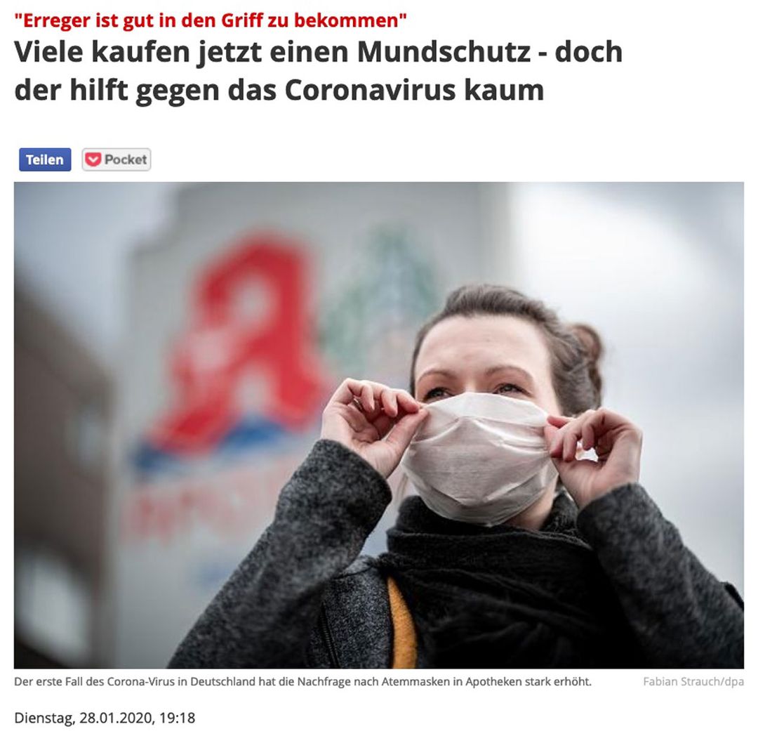 Erreger ist gut in den Griff zu bekommen - Viele kaufen jetzt einen Mundschutz - doch der hilft gegen das Coronavirus kaum