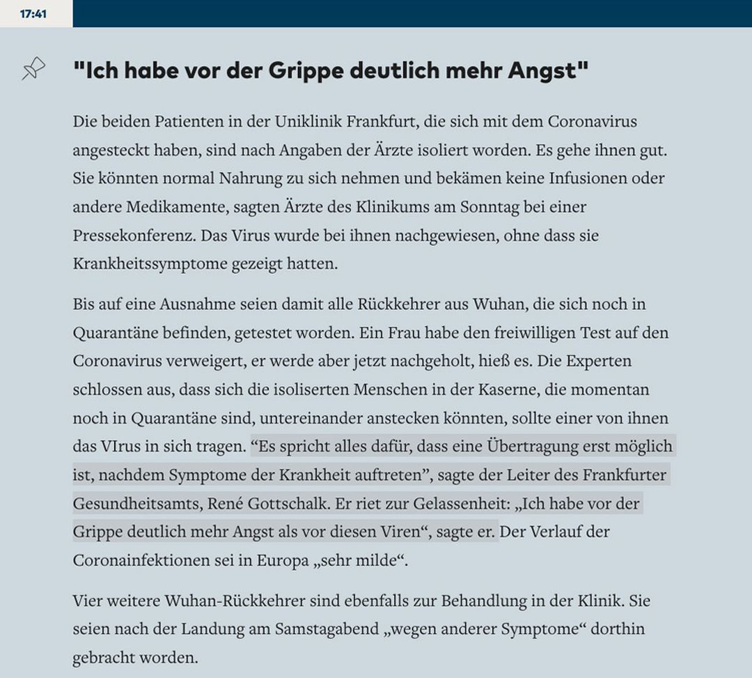 Leiter des Frankfurter Gesundheitsamts, René Gottschalk: “Ich habe vor der Grippe deutlich mehr Angst”