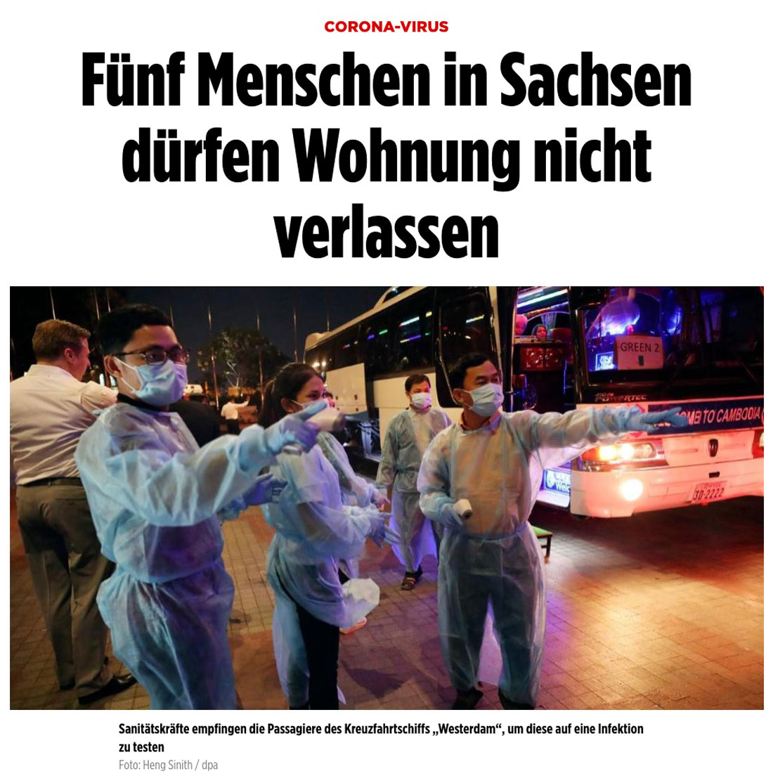 Corona-Virus - Fünf Menschen in Sachsen dürfen Wohnung nicht verlassen