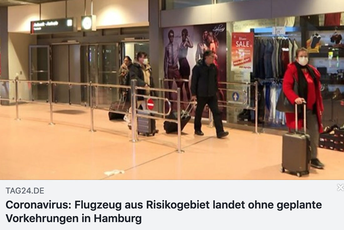 Coronavirus: Flugzeug aus Risikogebiet landet ohne geplante Vorkehrungen in Hamburg